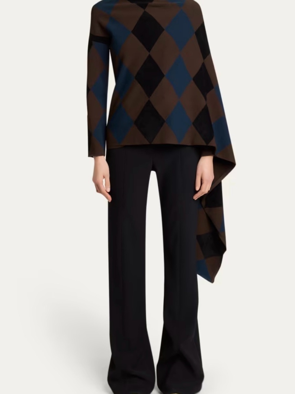Proenza Schouler Vanne Argyle Cape Sweater NWT MEDIUM - Picture 2 of 10